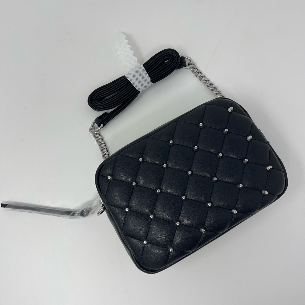 Rebecca Minkoff Studded Quilted Black Crossbody Bag Chain Strap Mini Edgy Preppy
